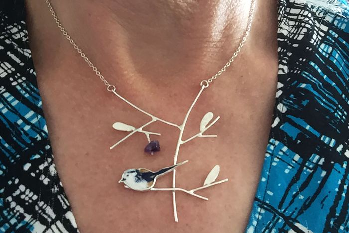 Long-Tailed Tit with sloe berry necklace